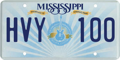 MS license plate HVY100