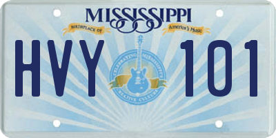 MS license plate HVY101