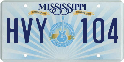 MS license plate HVY104