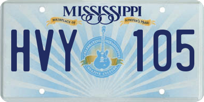 MS license plate HVY105