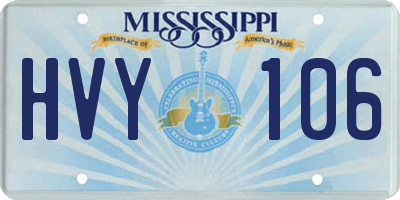 MS license plate HVY106