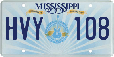 MS license plate HVY108