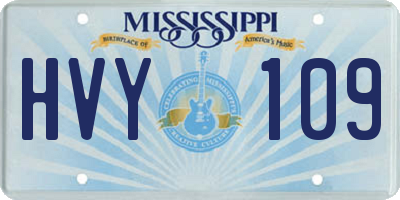 MS license plate HVY109