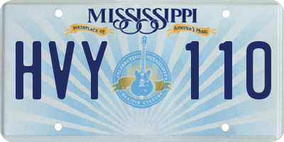 MS license plate HVY110