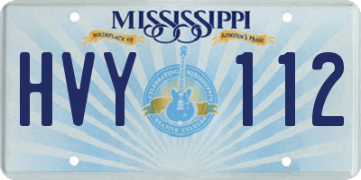 MS license plate HVY112