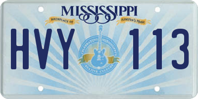 MS license plate HVY113