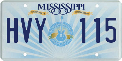 MS license plate HVY115