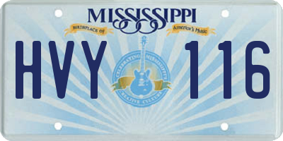 MS license plate HVY116