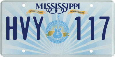 MS license plate HVY117