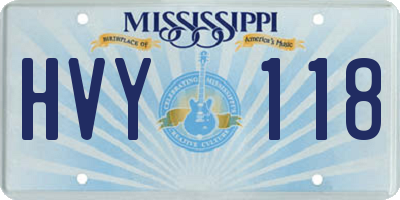 MS license plate HVY118