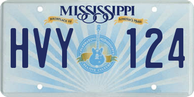 MS license plate HVY124