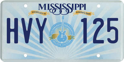 MS license plate HVY125