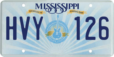 MS license plate HVY126