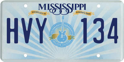 MS license plate HVY134