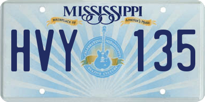 MS license plate HVY135