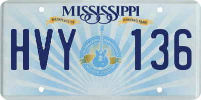 MS license plate HVY136