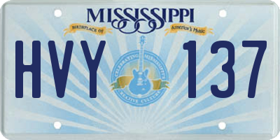 MS license plate HVY137