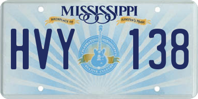 MS license plate HVY138