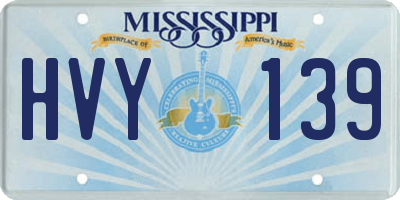 MS license plate HVY139