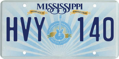 MS license plate HVY140