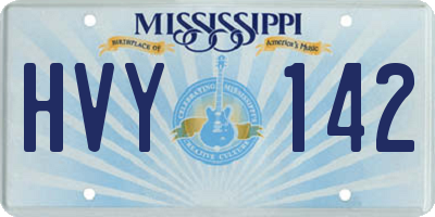 MS license plate HVY142
