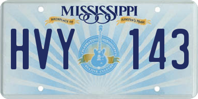 MS license plate HVY143