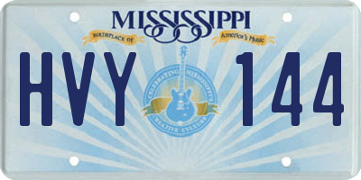 MS license plate HVY144