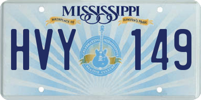 MS license plate HVY149