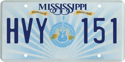 MS license plate HVY151