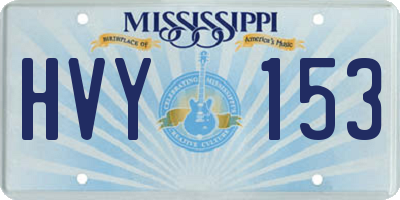 MS license plate HVY153