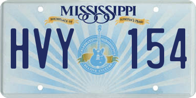 MS license plate HVY154