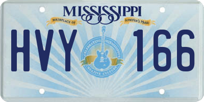 MS license plate HVY166