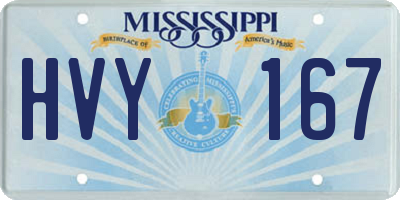 MS license plate HVY167