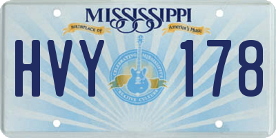 MS license plate HVY178
