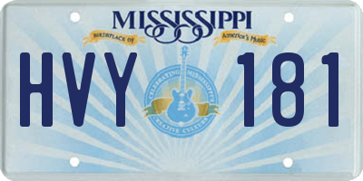 MS license plate HVY181