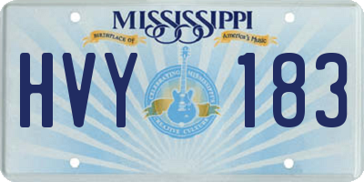MS license plate HVY183