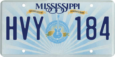 MS license plate HVY184