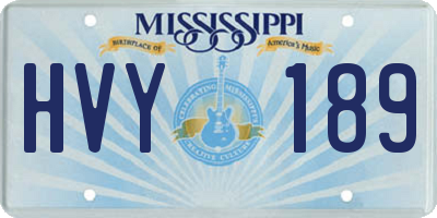 MS license plate HVY189