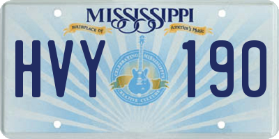 MS license plate HVY190