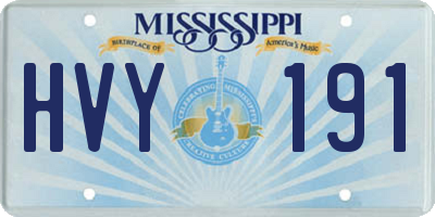 MS license plate HVY191