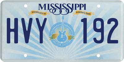 MS license plate HVY192