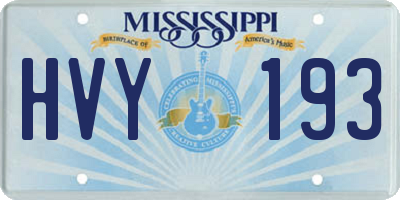 MS license plate HVY193