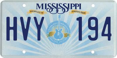 MS license plate HVY194