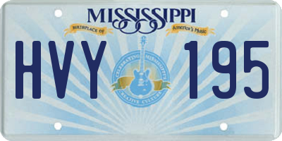 MS license plate HVY195