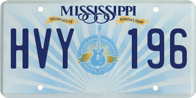 MS license plate HVY196