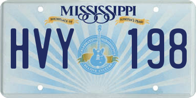 MS license plate HVY198