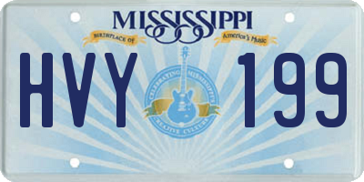 MS license plate HVY199