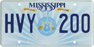 MS license plate HVY200