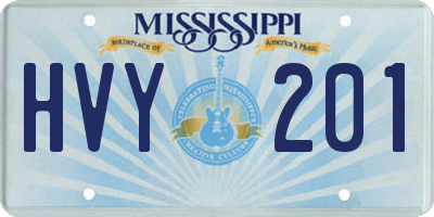 MS license plate HVY201