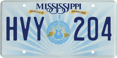 MS license plate HVY204